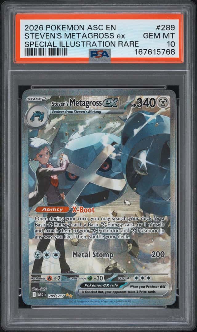 2026 POKEMON ASC SPECIAL ILLUSTRATION RARE #289 STEVEN'S METAGROSS EX PSA 10