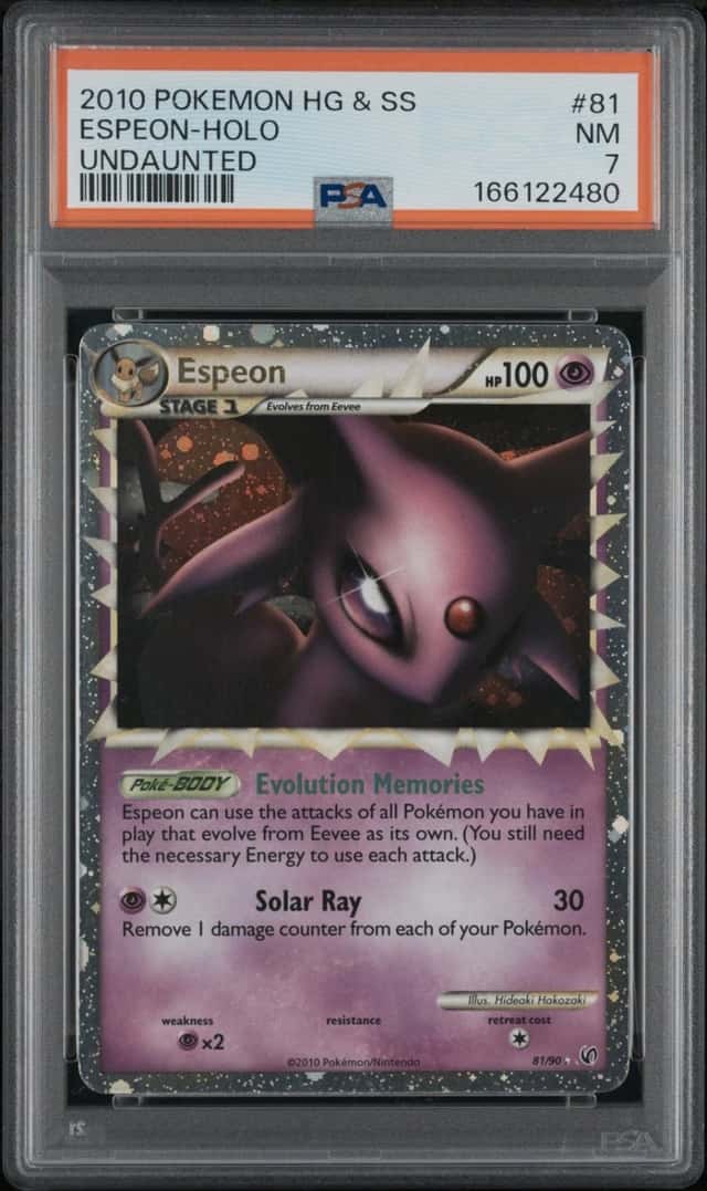 2010 POKEMON HEARTGOLD & SOULSILVER UNDAUNTED #81 ESPEON-HOLO PSA 7