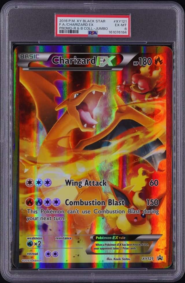 2016 POKEMON XY BLACK STAR PROMO JUMBO #XY121 FULL ART/CHARIZARD EX PSA 6