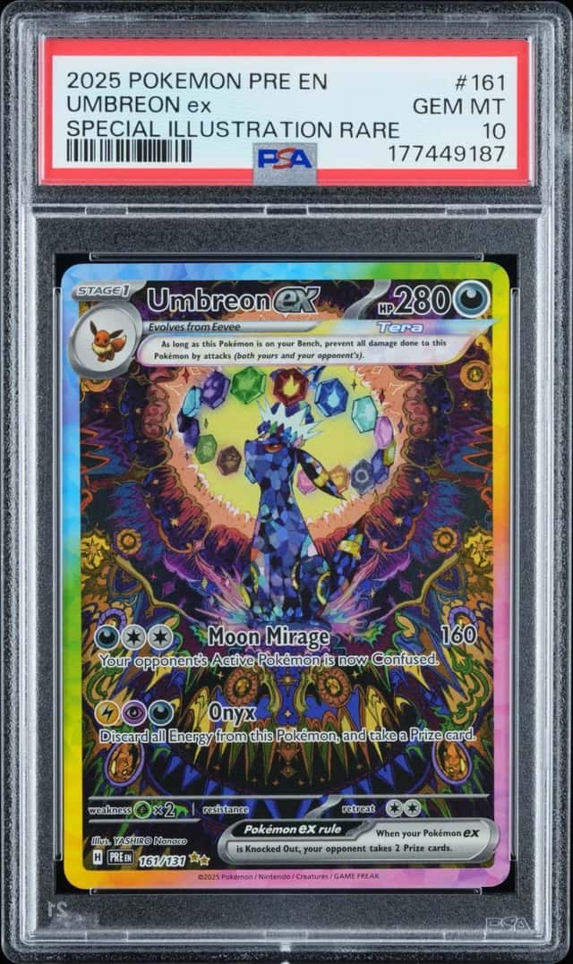 2025 POKEMON PRISMATIC EVOLUTIONS SPECIAL ILLUSTRATION RAREUMBREON EX PSA 10