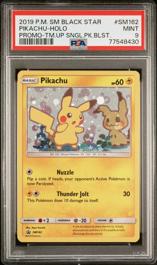 Pikachu SM162 Holo Pokémon Sun & Moon Team Up Blister Black Star Promo PSA 9