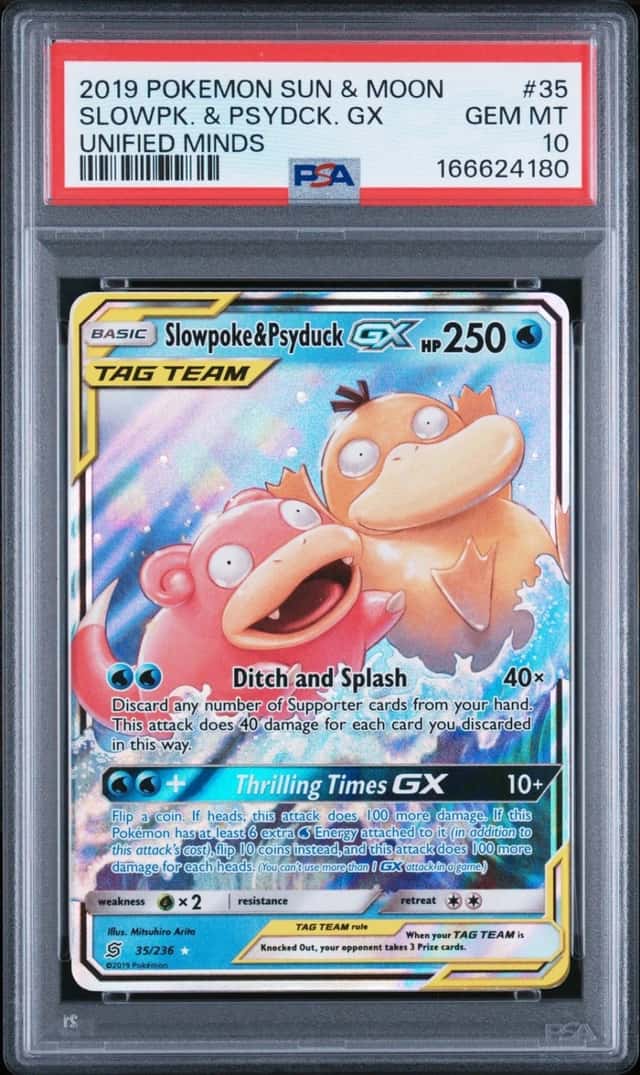 2019 POKEMON SUN & MOON UNIFIED MINDS #35 SLOWPOKE & PSYDUCK GX PSA 10