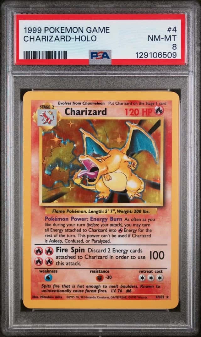 Pokemon Charizard Holo Base Set Unlimited 4/102 PSA 8