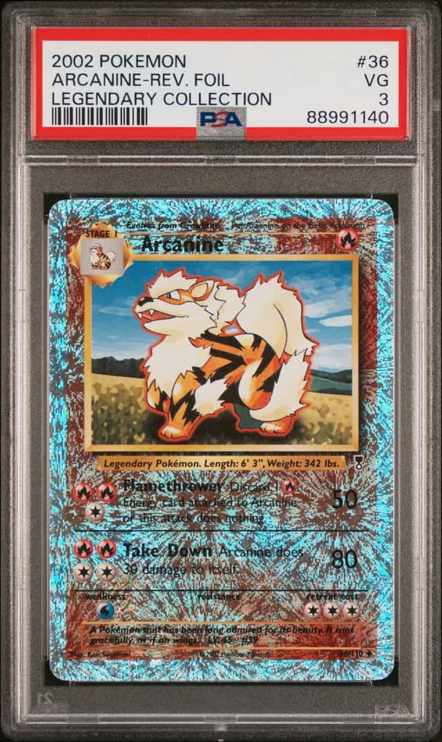 Pokemon Arcanine Reverse Holo Legendary Coll. 36 PSA 3