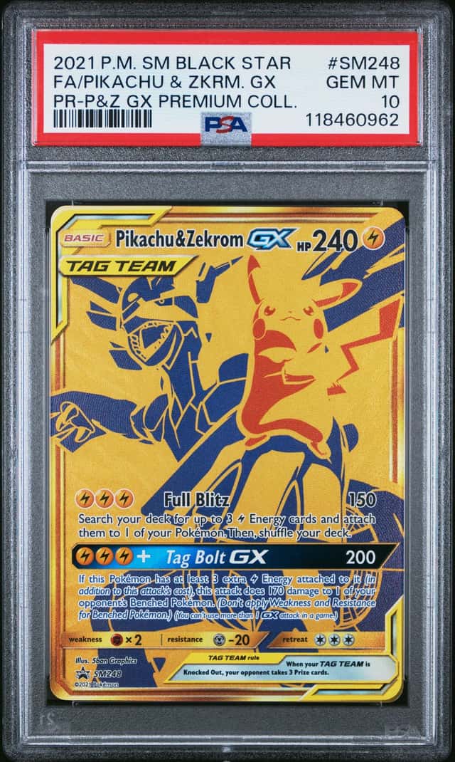 PSA 10 2021 POKEMON SM BLACK STAR PROMO #SM248 FA/ PIKACHU & ZEKROM