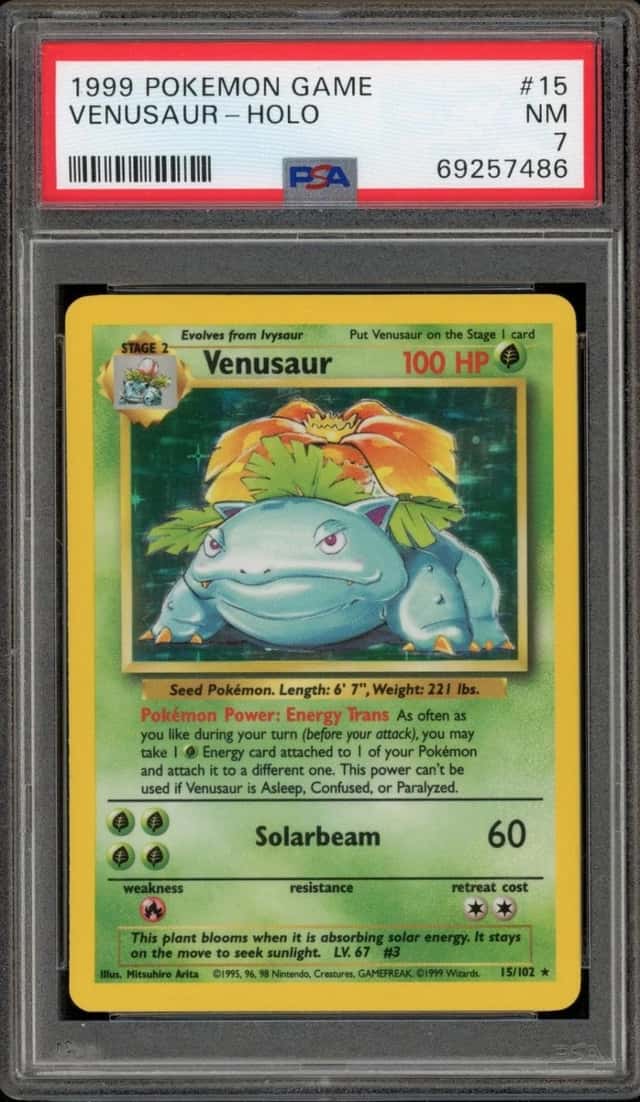 Pokemon Venusaur Holo Base Set Unlimited 15/102 PSA 7