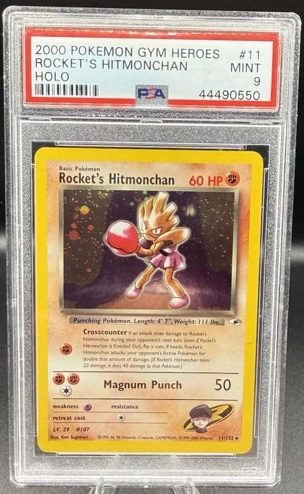 PSA 9 2000 Pokemon TCG Gym Heroes Rocket's Hitmonchan 11/132 Holo WOTC