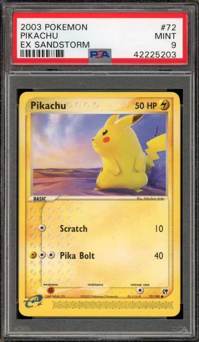 Pokemon Pikachu Sandstorm 72/100 PSA 9 Mint