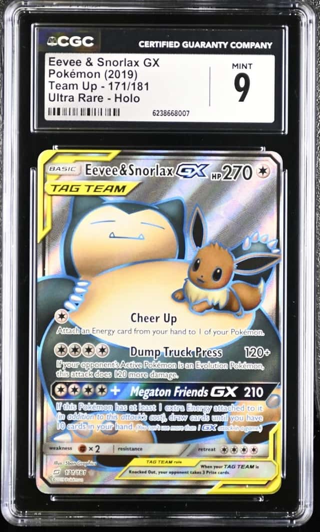 Pokemon Eevee & Snorlax Gx Team Up 171/181 Ultra Rare CGC 9 Mint