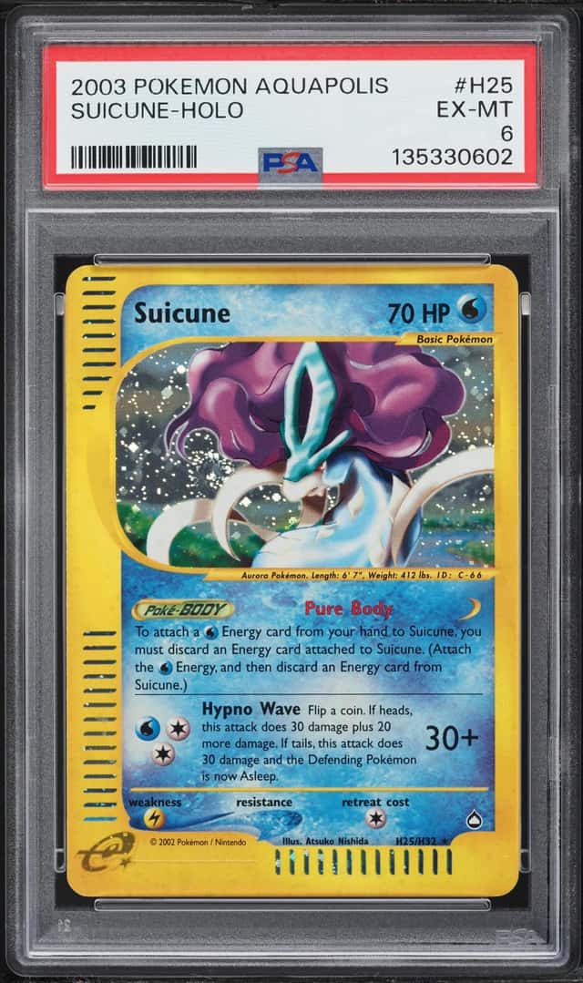 2003 Pokemon Aquapolis Holo Suicune #H25 PSA 6 EXMT
