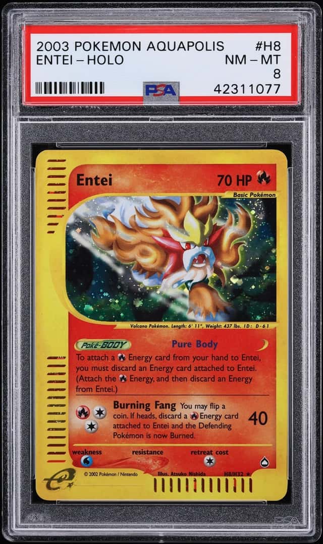 2003 Pokemon Aquapolis Holo Entei #H8 PSA 8 NM-MT