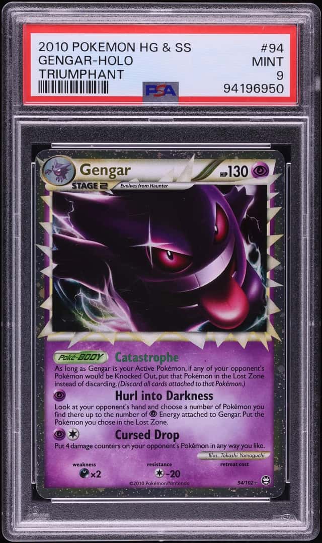 2010 Pokemon HeartGold & SoulSilver Triumphant Holo Gengar #94 PSA 9 MINT