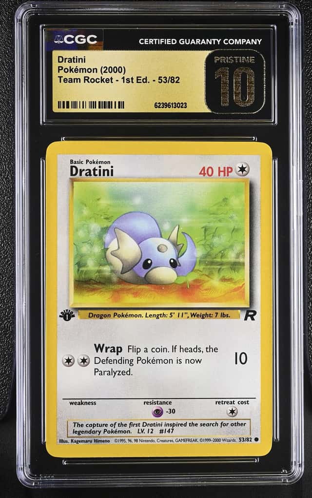 2000 Pokemon Team Rocket 1st Edition Dratini #53 CGC 10 PRISTINE