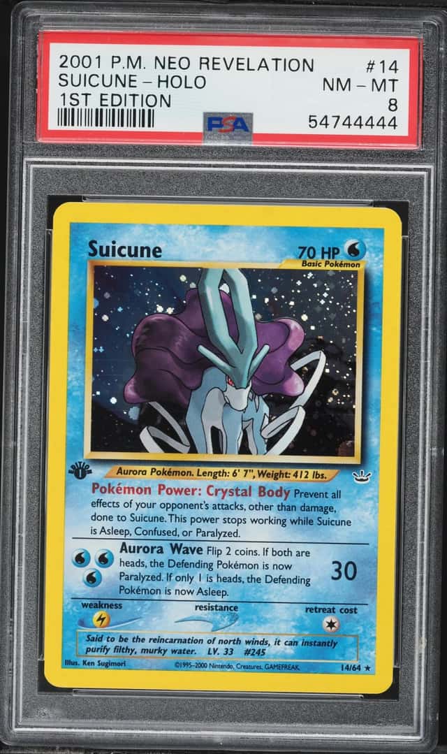 2001 Pokemon Neo Revelation 1st Edition Holo Suicune #14 PSA 8 NM-MT