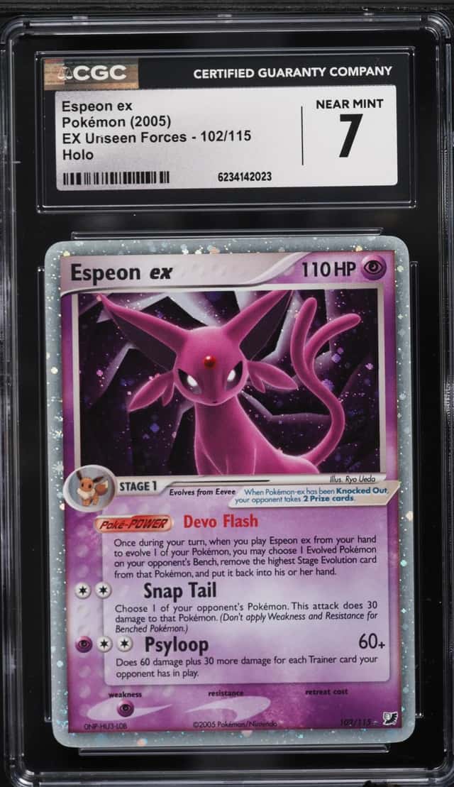 2005 Pokemon EX Unseen Forces Holo Espeon EX #102 CGC 7 NRMT