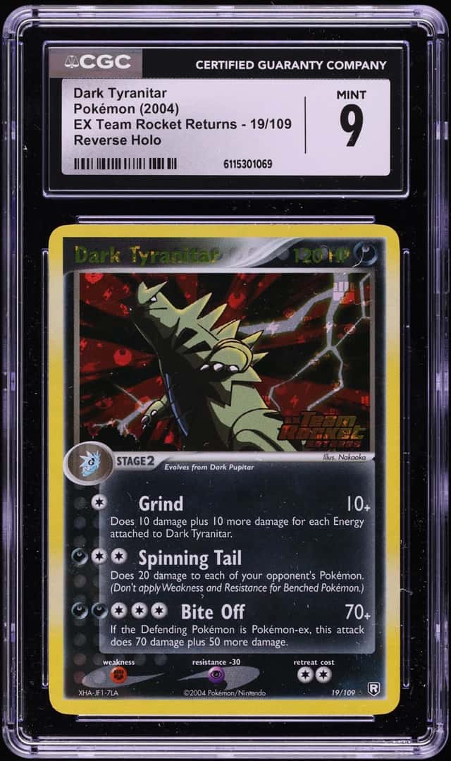 2004 Pokemon EX Team Rocket Returns Reverse Holo Dark Tyranitar #19 CGC 9 MINT