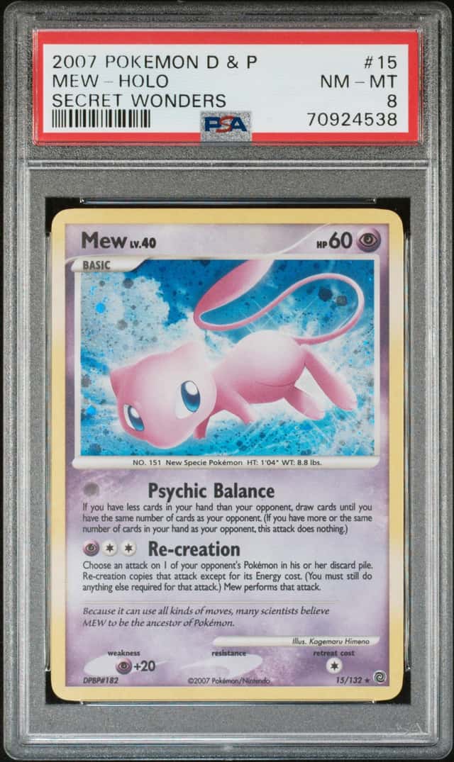 2007 Pokemon Diamond & Pearl Secret Wonders Holo Mew #15 PSA 8 NM-MT