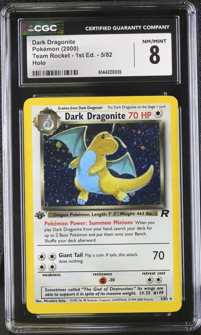 2000 Pokemon Team Rocket 1st Edition Holo Dark Dragonite #5 CGC 8 NM-MT