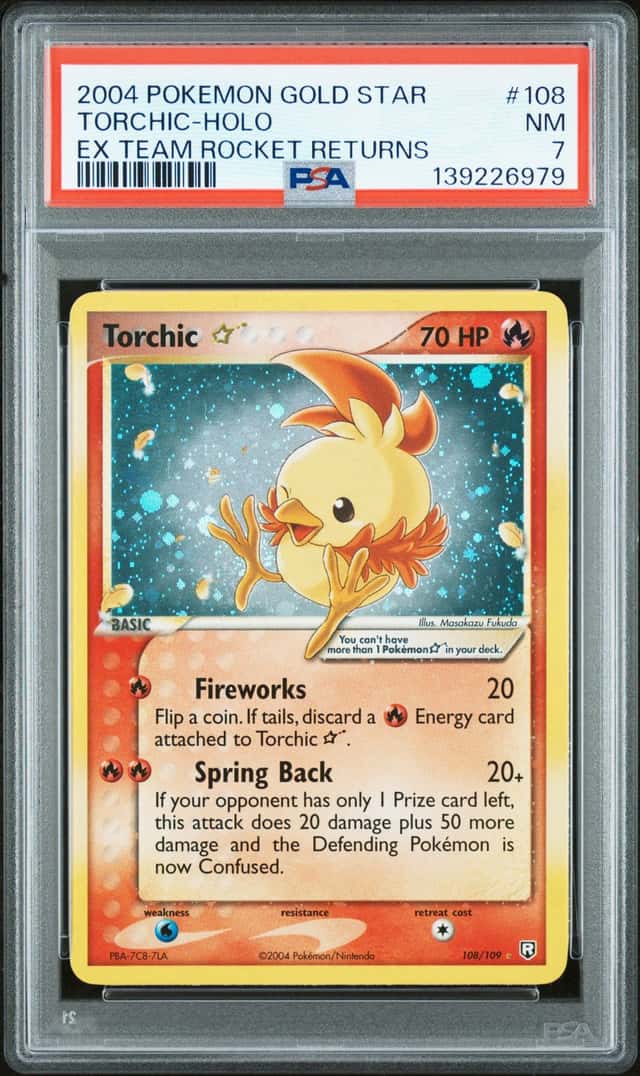 2004 Pokemon Ex Team Rocket Returns Gold Star Holo Torchic #108