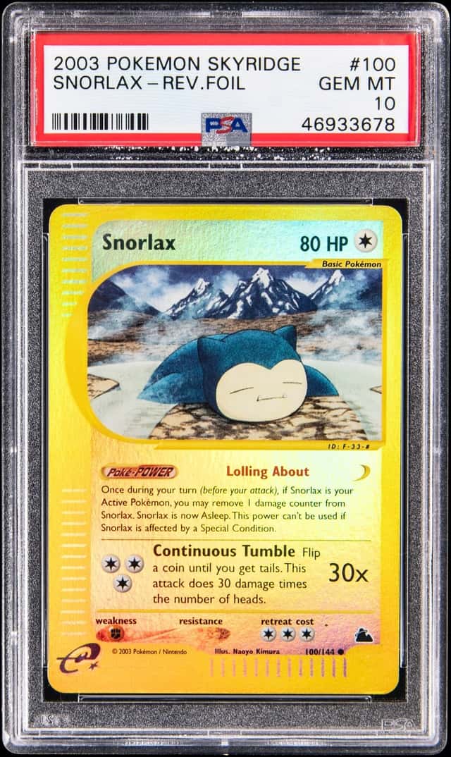 2003 Pokemon Skyridge Reverse Holo #100 Snorlax - PSA GEM MT 10