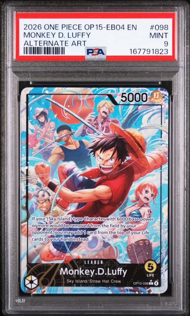 2026 ONE PIECE OP15-EB04-ADVENTURE ON KAMI'S ISLAND #098 MONKEY D. LUFFY PSA 9