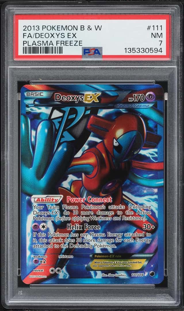 2013 Pokemon Black & White Plasma Freeze Full Art Deoxys EX #111 PSA 7 NRMT
