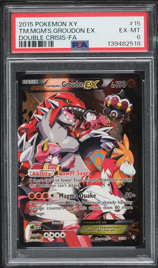 2015 Pokemon XY Double Crisis Full Art Team Magma's Groudon EX #15 PSA 6 EXMT