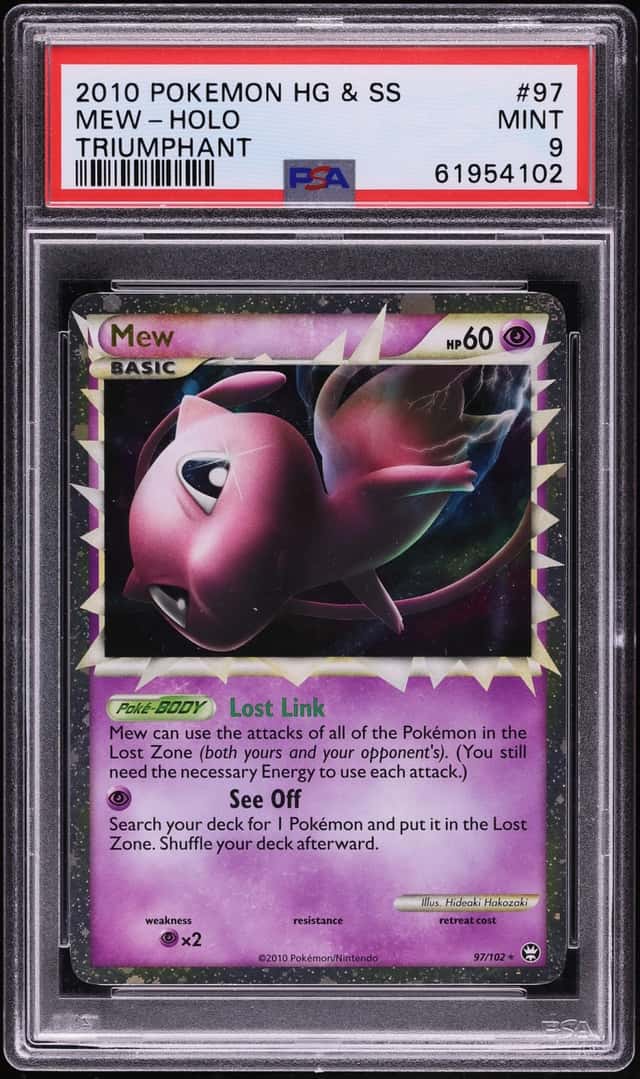 2010 Pokemon HeartGold & SoulSilver Triumphant Holo Mew #97 PSA 9 MINT