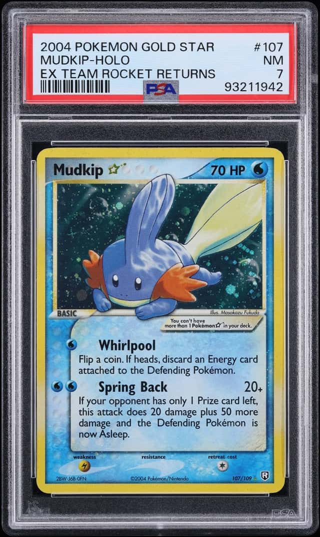 2004 Pokemon EX Team Rocket Returns Holo Mudkip Gold Star #107 PSA 7 NRMT