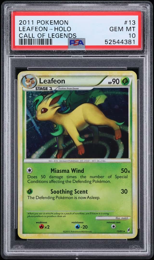 2011 Pokemon HeartGold & SoulSilver Call Of Legends Holo Leafeon #13 PSA 10 GEM MINT