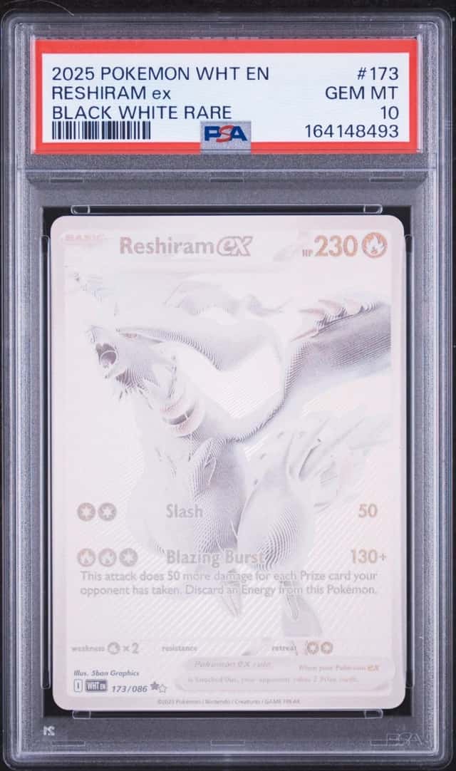 2025 POKEMON WHT EN-WHITE FLARE BLACK WHITE RARE #173 RESHIRAM EX PSA 10