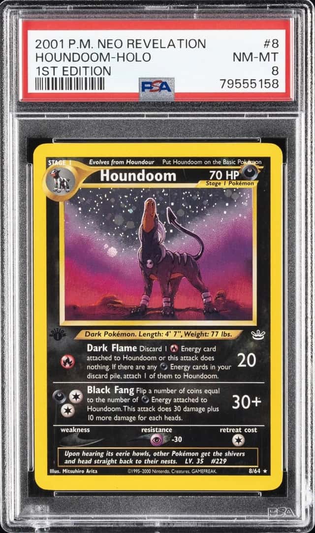 2001 POKEMON NEO REVELATION 1ST EDITION #8 HOUNDOOM-HOLO PSA 8