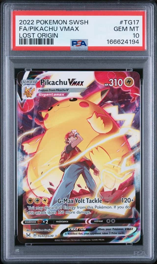 2022 POKEMON SWORD & SHIELD LOST ORIGIN #TG17 FULL ART/PIKACHU VMAX PSA 10