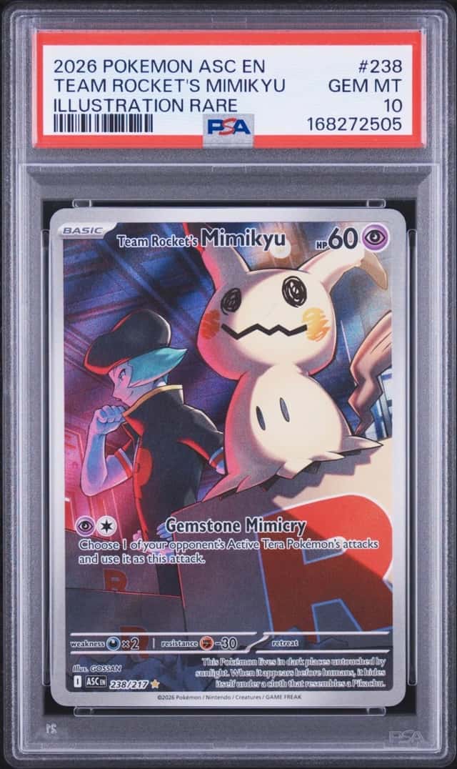 2026 POKEMON ASCENDED HEROES ILLUSTRATION RARE TEAM ROCKET'S MIMIKYU PSA 10