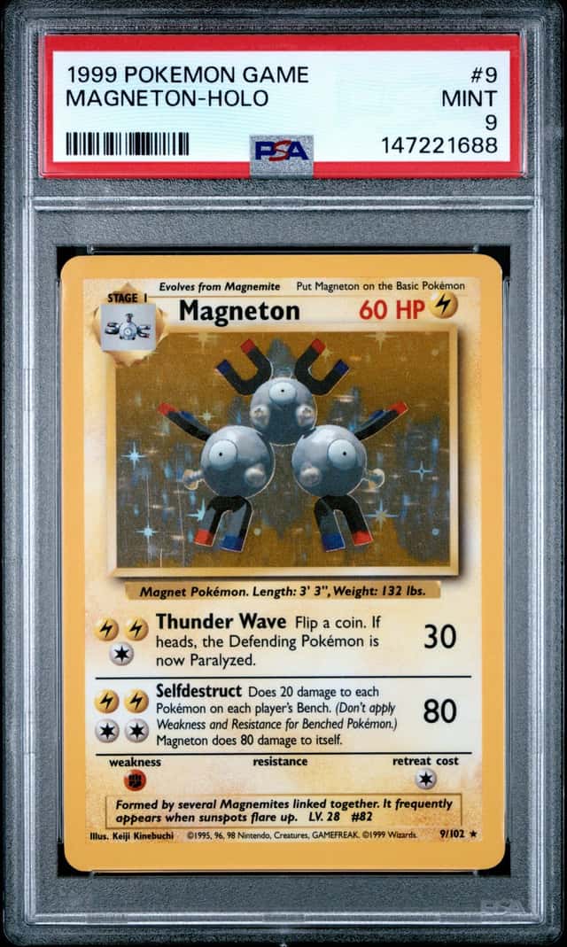 1999 POKEMON BASE SET UNLIMITED #9 MAGNETON-HOLO PSA 9