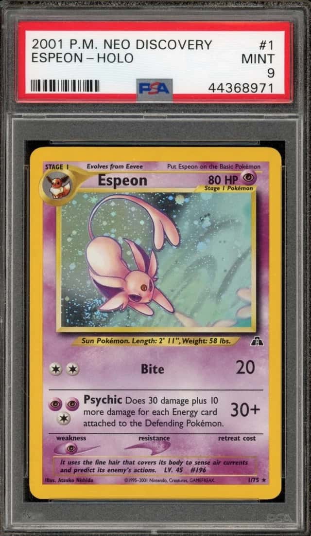 Pokemon Espeon Holo Neo Discovery Unlimited 1/75 PSA 9 Mint