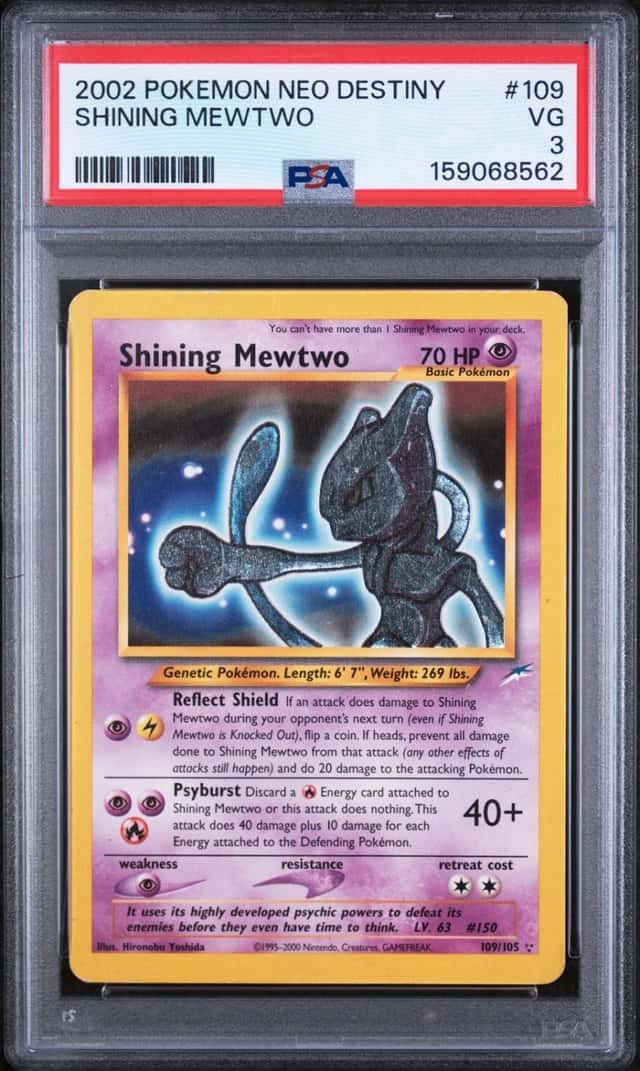 Pokemon Shining Mewtwo Neo Destiny Unlimited Holo 109/105 PSA 3