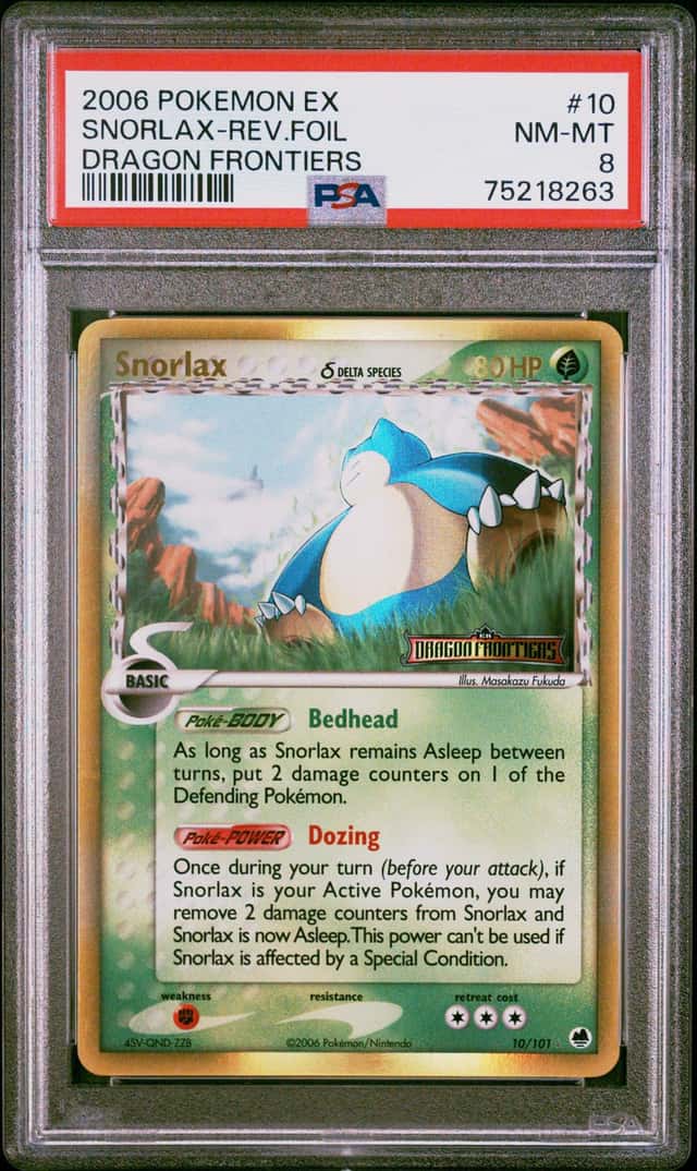Pokemon Snorlax Reverse Holo Dragon Frontiers 10/101 PSA 8