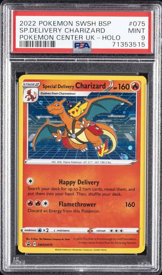 2022 POKEMON SWSH BLACK STAR PROMO #075 SPECIAL DELIVERY CHARIZARD-HOLO PSA 9