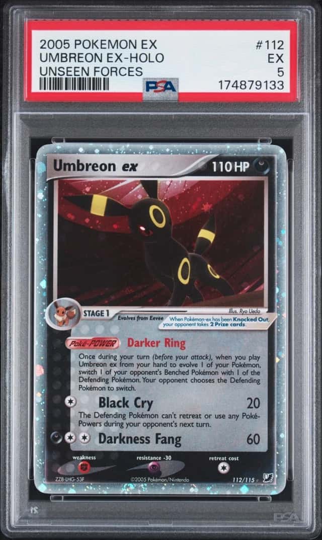 2005 POKEMON EX UNSEEN FORCES #112 UMBREON EX-HOLO PSA 5