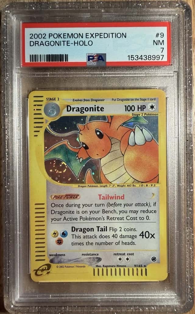 DRAGONITE 2002 POKEMON EXPEDITION 9/165 RARE HOLO PSA 7 SWIRL