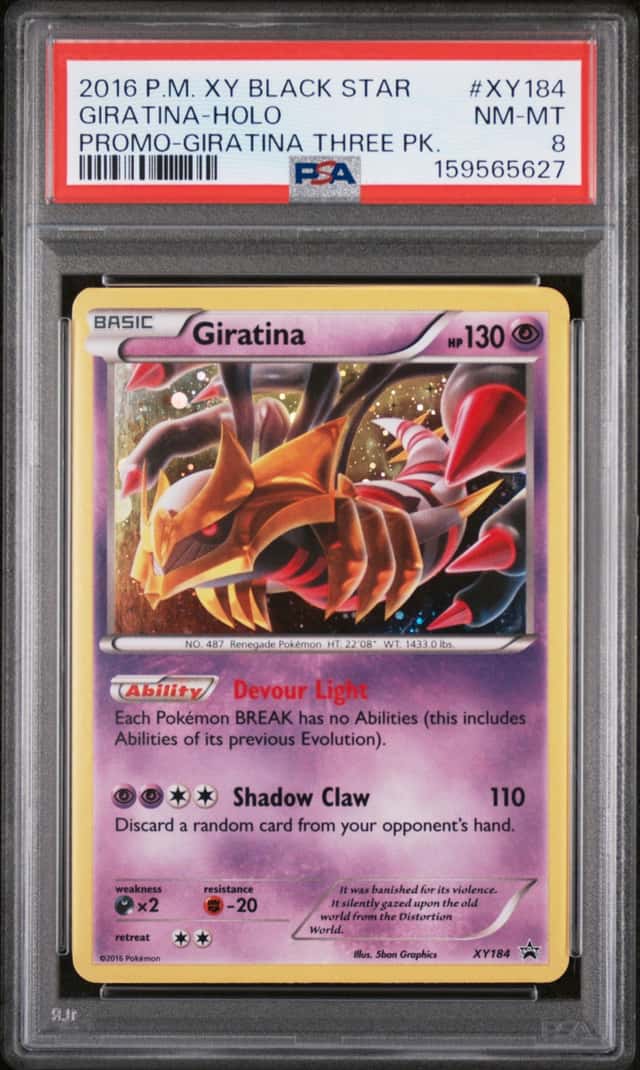 PSA 8 2016 POKEMON XY BLACK STAR PROMO GIRATINA THREE PACK #XY184 GIRATINA HOLO