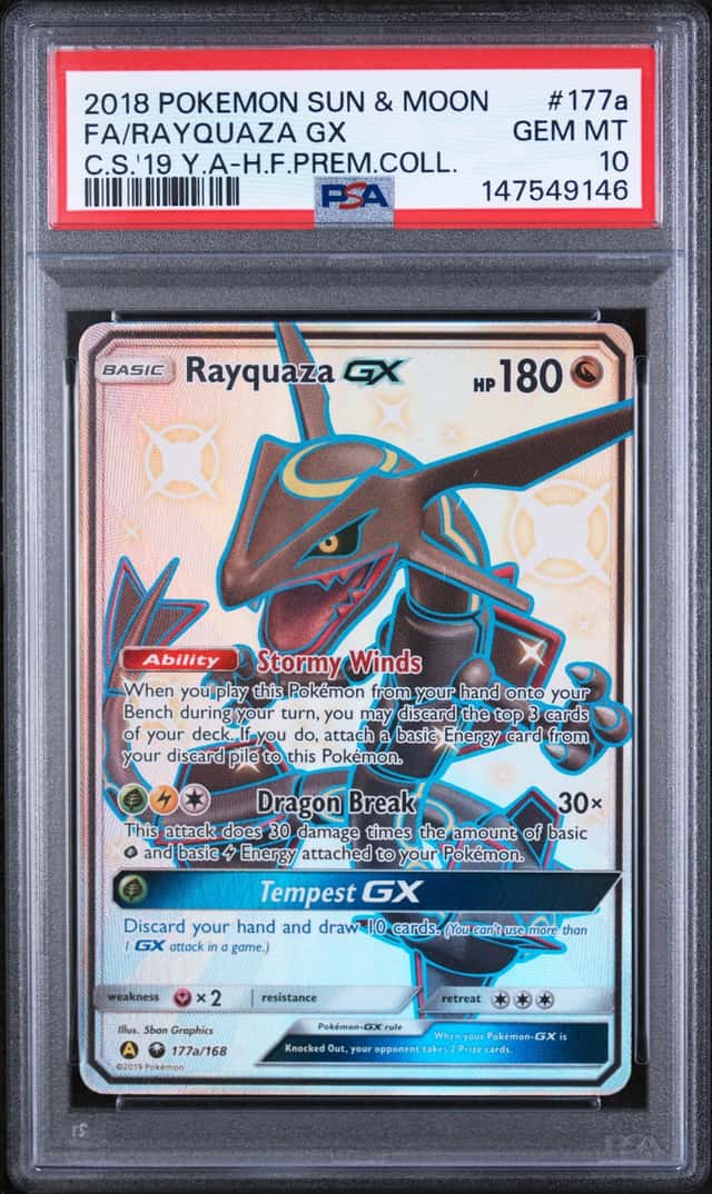 2018 Pokemon Sun and Moon Promo '19 Yellow A Hidden Fates Premium Collection Rayquaza Gx #177A