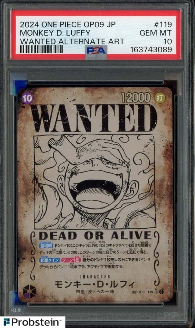 2024 One Piece OP09 JP Wanted Alternate Art #119 Monkey D. Luffy PSA 10 GEM MINT