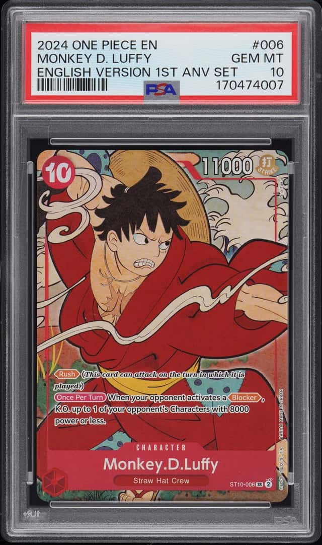 One Piece Monkey D. Luffy English Version 1st Anniversary Set 006 PSA 10