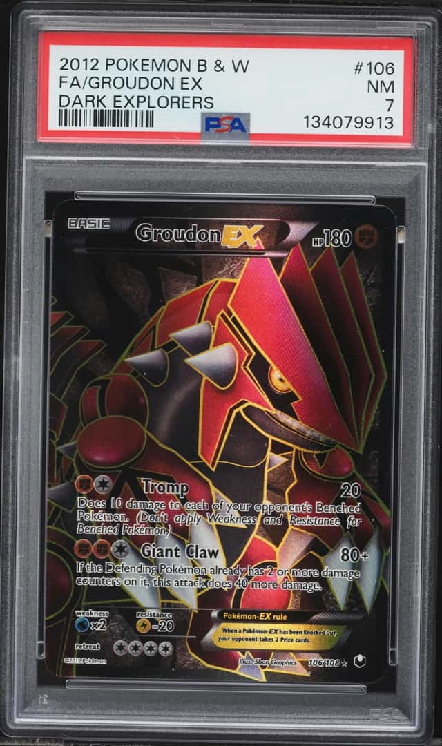 2012 Pokemon Black & White Dark Explorers Full Art Groudon EX #106 PSA 7 NRMT