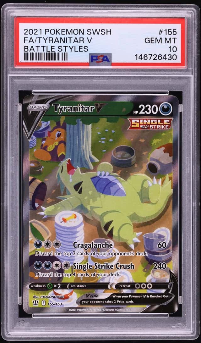 2021 Pokemon Sword & Shield Battle Styles Alt Art Tyranitar V #155 PSA 10 GEM MINT