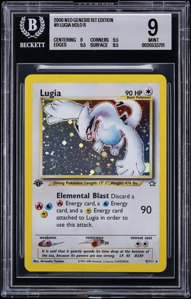 2000 Pokemon Neo Genesis 1st Edition Holo Lugia #9 BGS 9 MINT