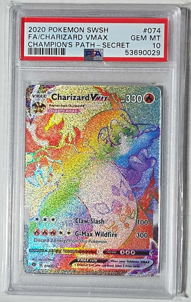 The Pokémon Charizard Rainbow VMAX 074/073 Champions Path PSA 10