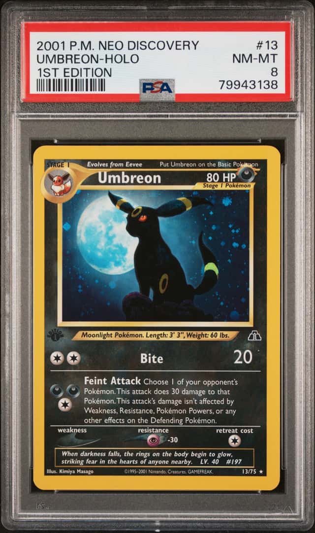 2001 POKEMON NEO DISCOVERY 1ST EDITION #13 UMBREON-HOLO PSA 8